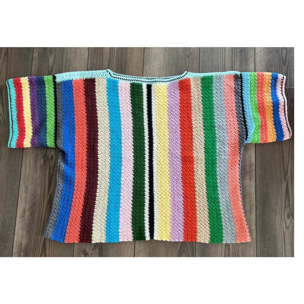 Handmade Women Crochet Short Sleeve Top Size M / L